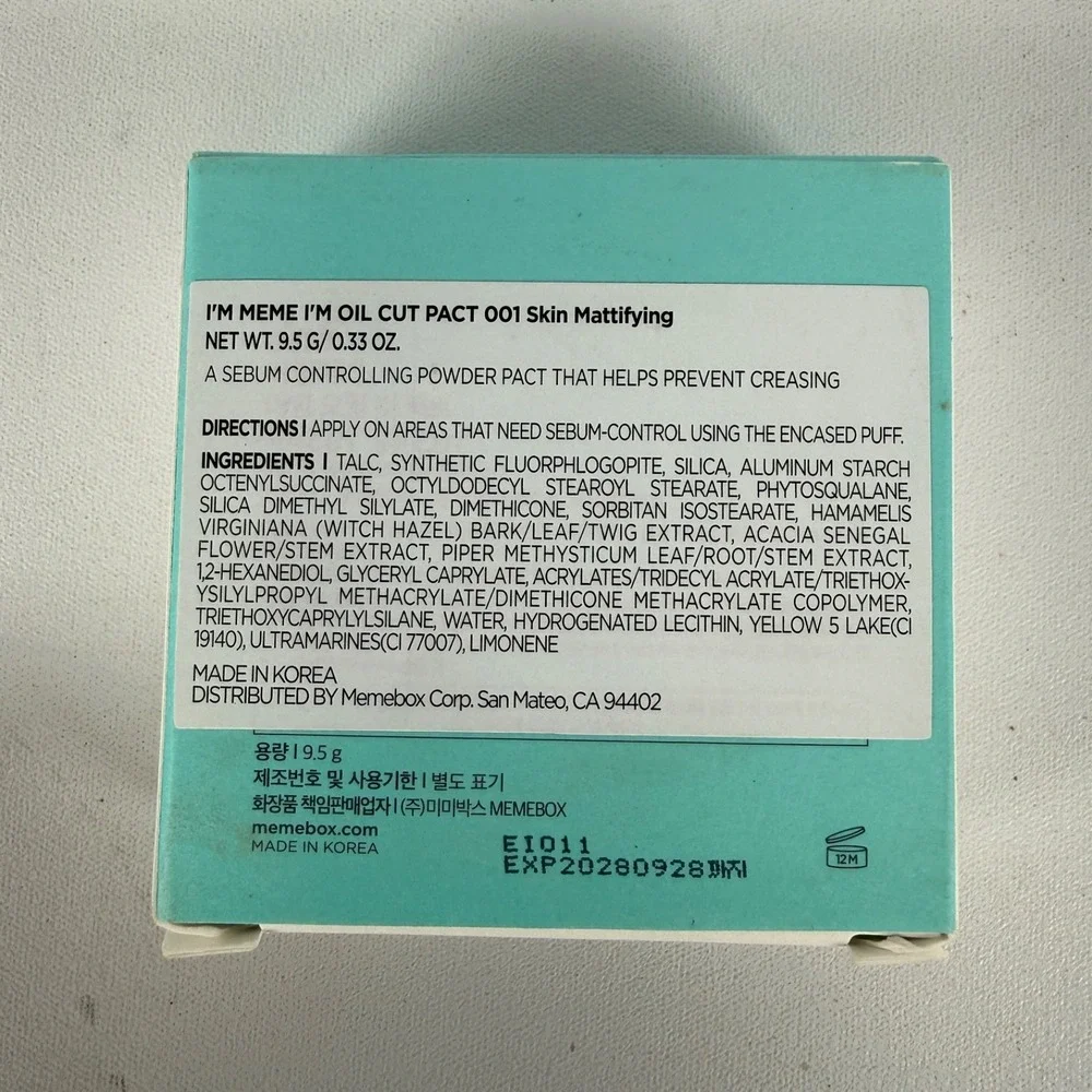 [I'M MEME] I'm Oil Cut Pact 001 Skin Mattifying, Pressed Face Powder 9.5g